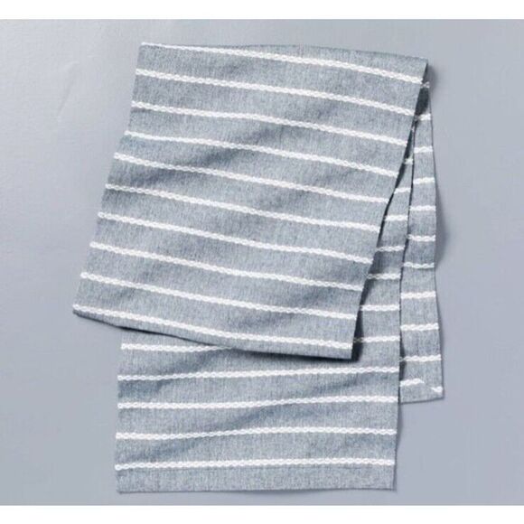 Hearth & Hand™ with Magnolia Blue Stripe Table Runner Dobby Woven Faded Blue New - Picture 6 of 6